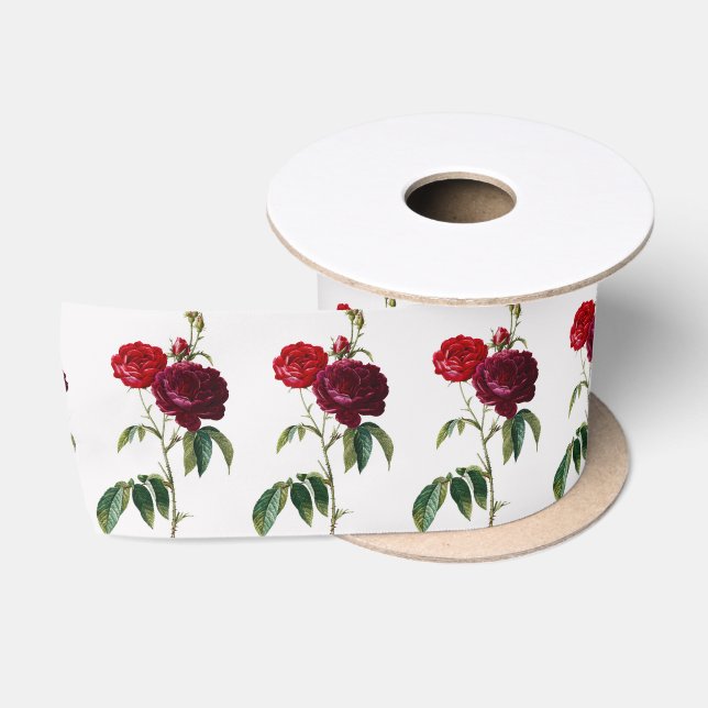 Flower Rose Vintage Floral Pattern Satin Ribbon (Spool)