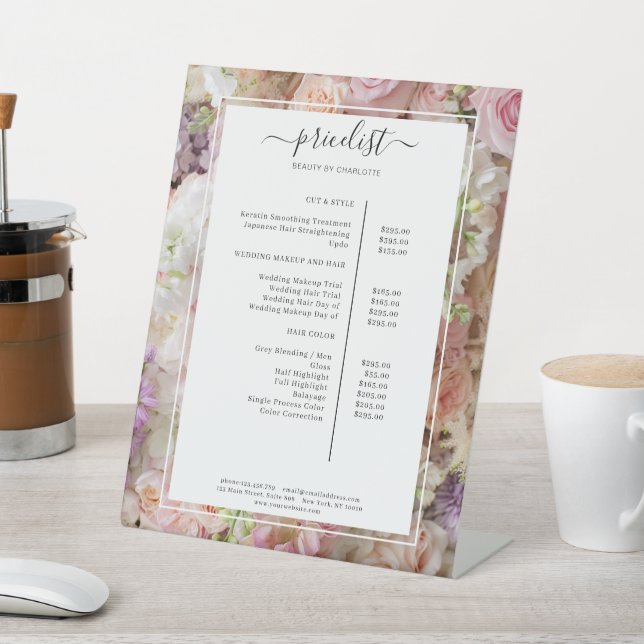 Flower Salon Price List  Pedestal Sign (In SItu)