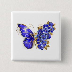 Flower Sapphire Butterfly 15 Cm Square Badge