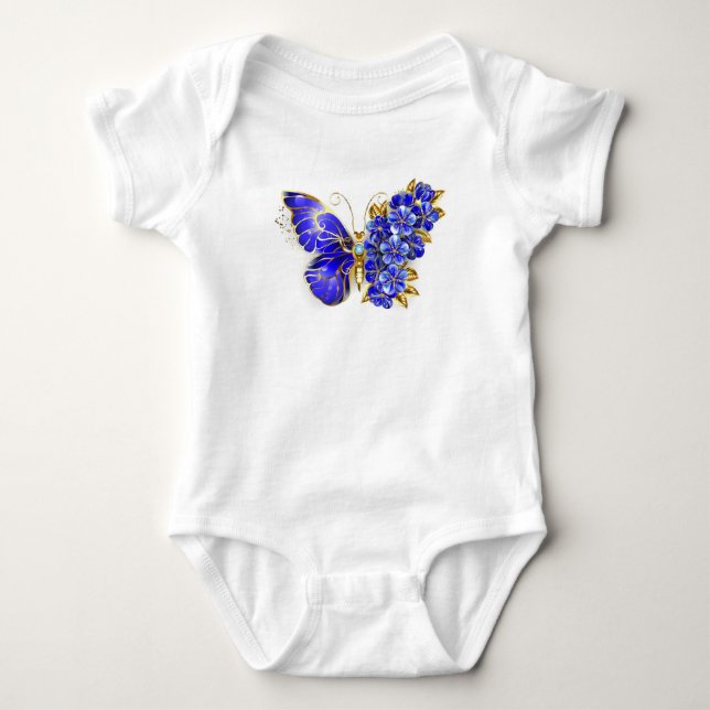 Flower Sapphire Butterfly Baby Bodysuit (Front)