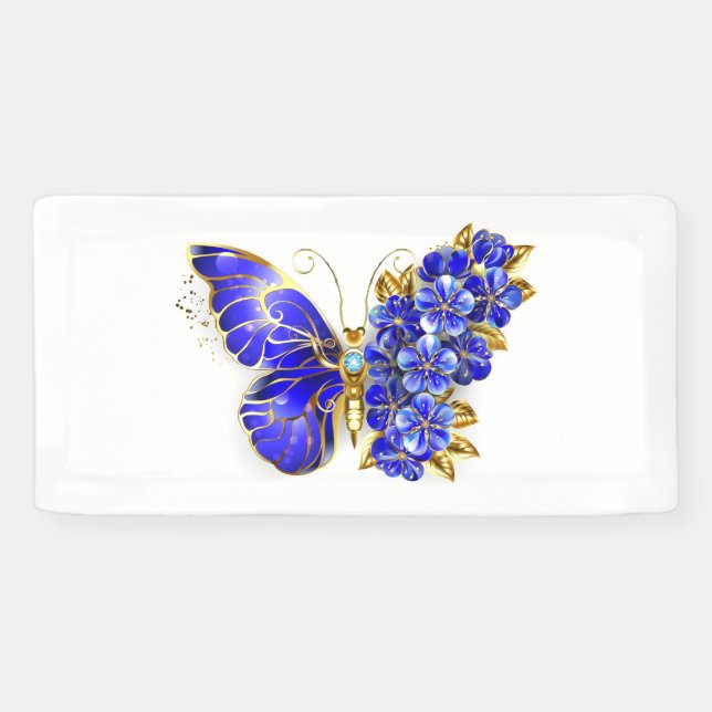 Flower Sapphire Butterfly Banner (Horizontal)