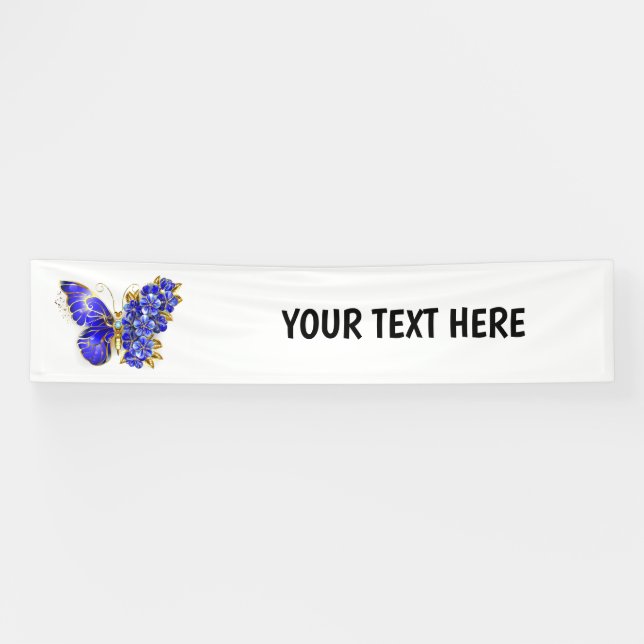 Flower Sapphire Butterfly Banner (Horizontal)