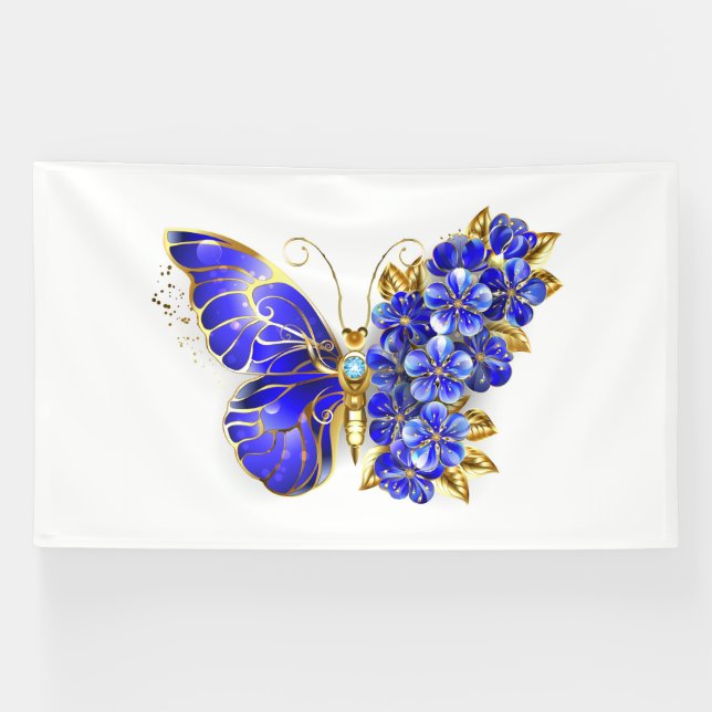Flower Sapphire Butterfly Banner (Horizontal)