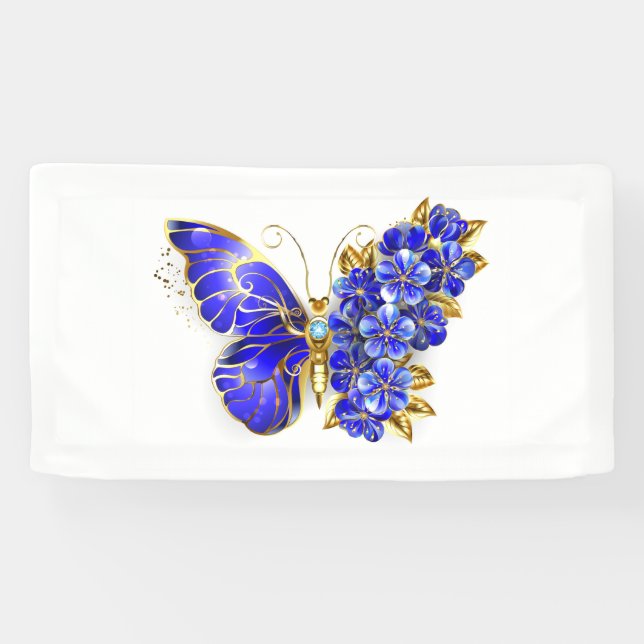 Flower Sapphire Butterfly Banner (Horizontal)