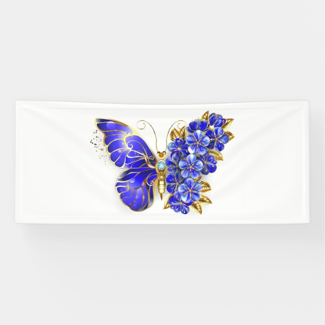 Flower Sapphire Butterfly Banner (Horizontal)