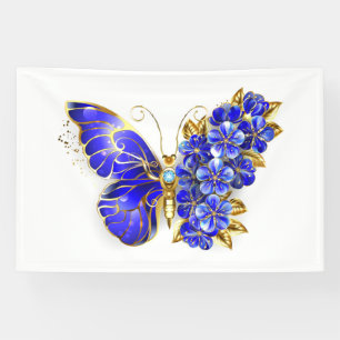 Flower Sapphire Butterfly Banner