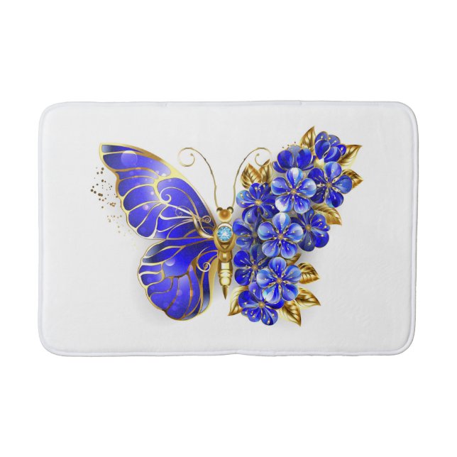 Flower Sapphire Butterfly Bath Mat (Front)