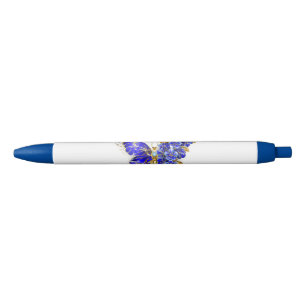 Flower Sapphire Butterfly Black Ink Pen