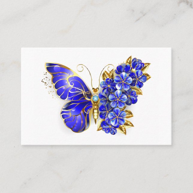 Flower Sapphire Butterfly Business Card (Front)