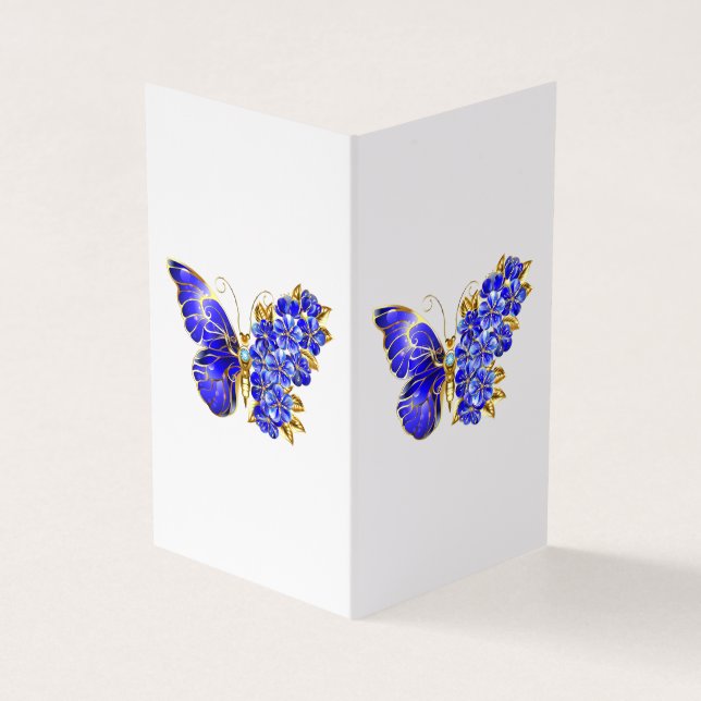 Flower Sapphire Butterfly Business Card (Outside)