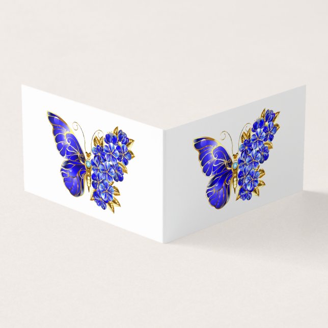 Flower Sapphire Butterfly Business Card (Outside)