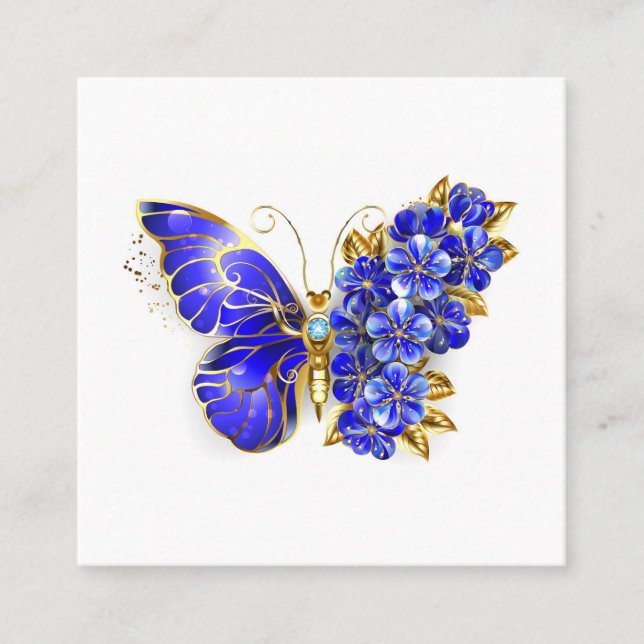 Flower Sapphire Butterfly Calling Card (Front)