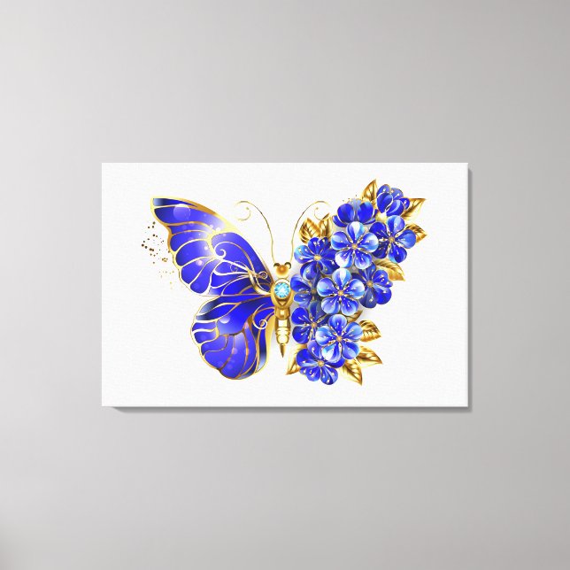 Flower Sapphire Butterfly Canvas Print (Front)