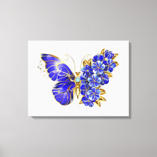 Flower Sapphire Butterfly Canvas Print (Front)