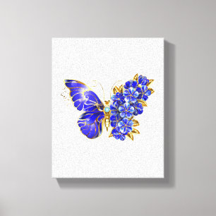Flower Sapphire Butterfly Canvas Print