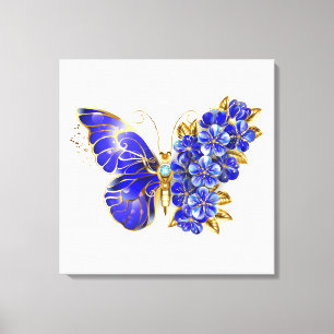 Flower Sapphire Butterfly Canvas Print