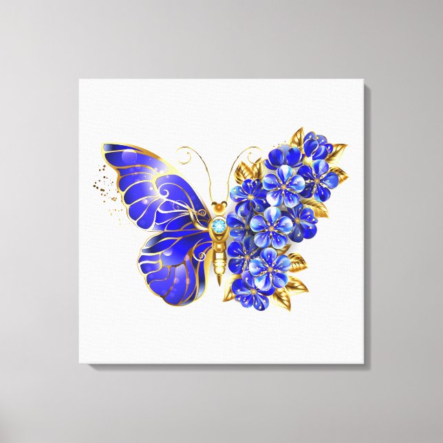 Flower Sapphire Butterfly Canvas Print (Front)