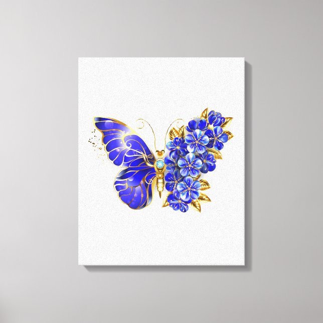 Flower Sapphire Butterfly Canvas Print (Front)