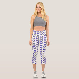 Flower Sapphire Butterfly Capri Leggings