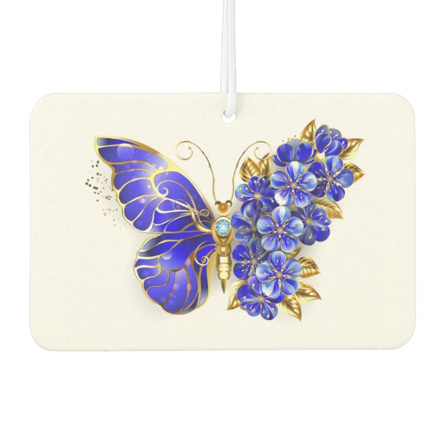 Flower Sapphire Butterfly Car Air Freshener (Front)