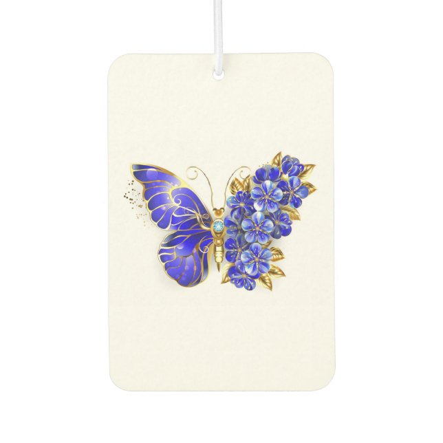 Flower Sapphire Butterfly Car Air Freshener (Front)