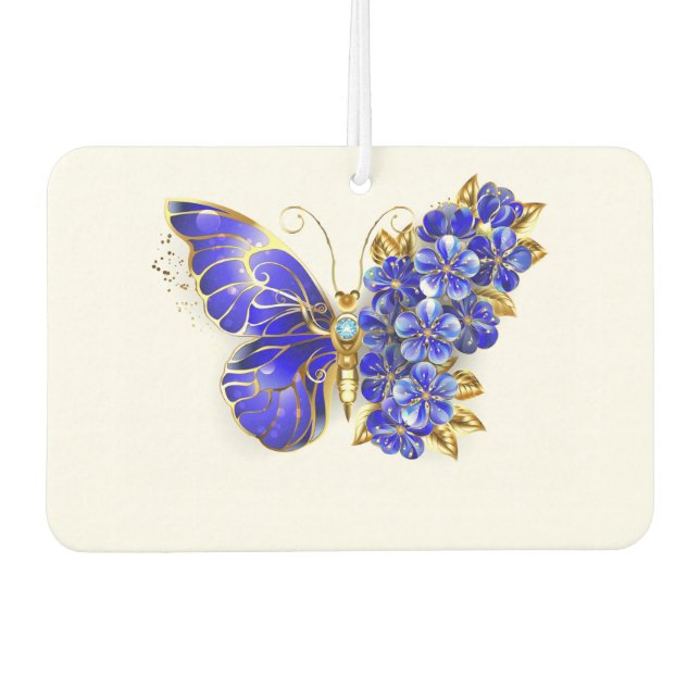 Flower Sapphire Butterfly Car Air Freshener (Front)