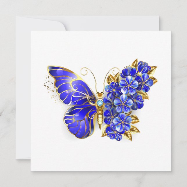 Flower Sapphire Butterfly Card (Front)