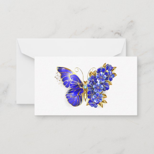 Flower Sapphire Butterfly Card (Front)