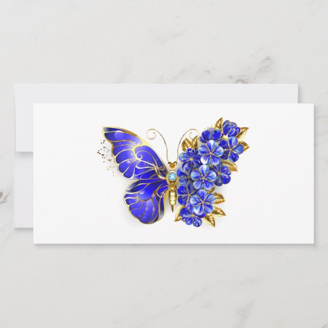 Flower Sapphire Butterfly Card (Front)