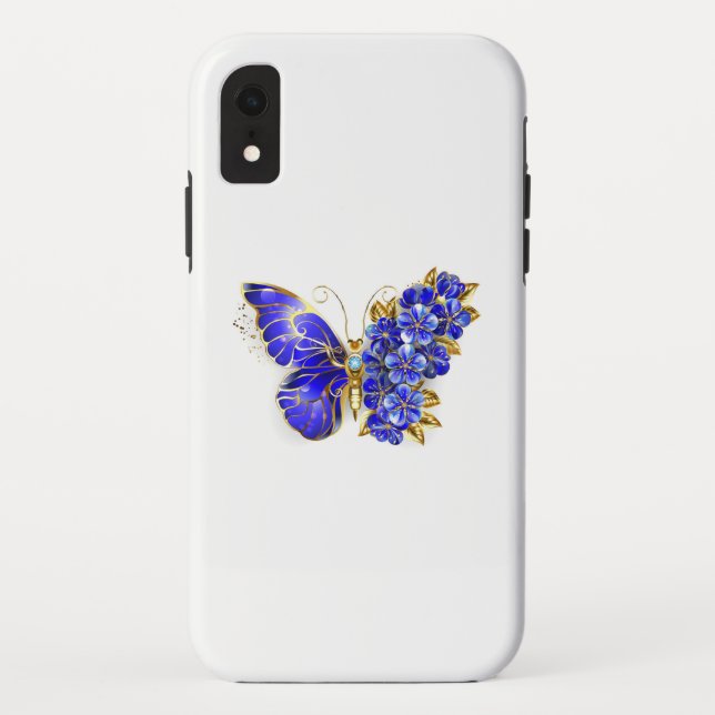 Flower Sapphire Butterfly Case-Mate iPhone Case (Back)