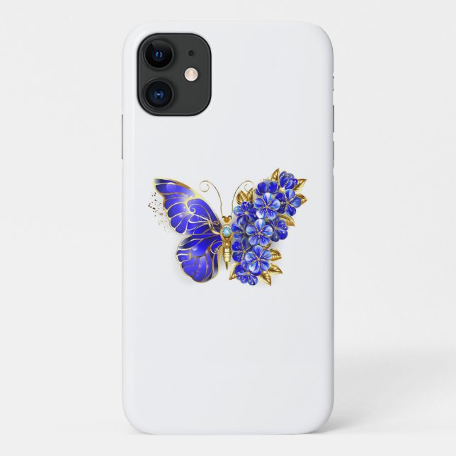 Flower Sapphire Butterfly Case-Mate iPhone Case (Back)