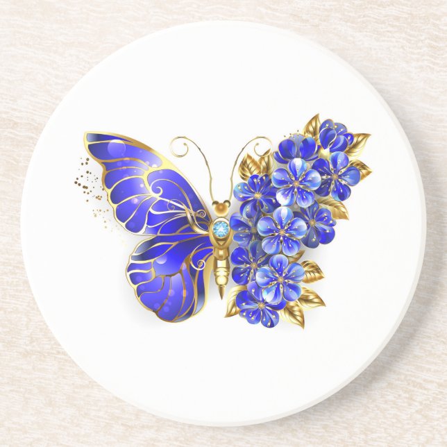 Flower Sapphire Butterfly Coaster (Front)