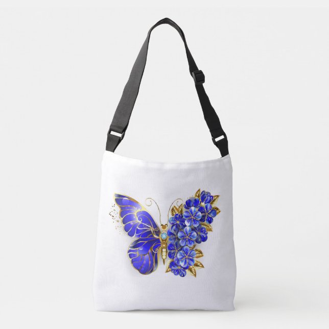 Flower Sapphire Butterfly Crossbody Bag (Front)