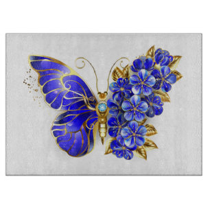 Flower Sapphire Butterfly Cutting Board