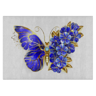 Flower Sapphire Butterfly Cutting Board