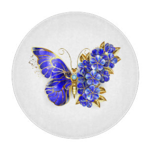Flower Sapphire Butterfly Cutting Board