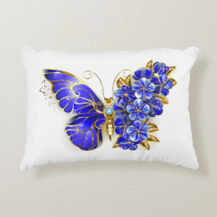 Flower Sapphire Butterfly Decorative Cushion