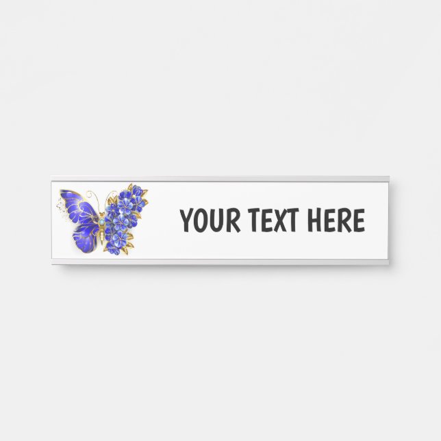 Flower Sapphire Butterfly Door Sign (Front)