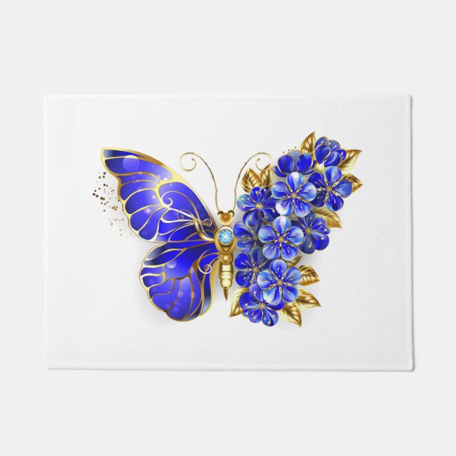 Flower Sapphire Butterfly Doormat (Front)