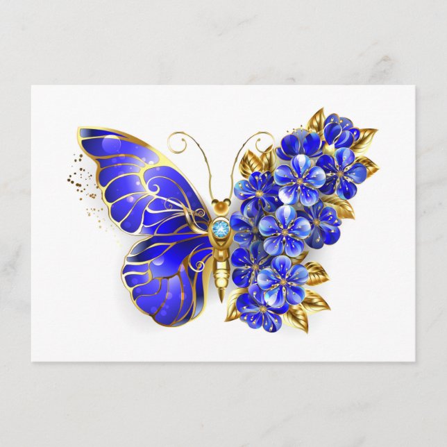 Flower Sapphire Butterfly Enclosure Card (Front)