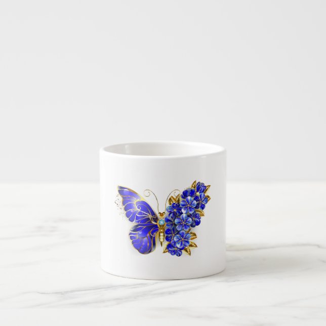 Flower Sapphire Butterfly Espresso Cup (Front)