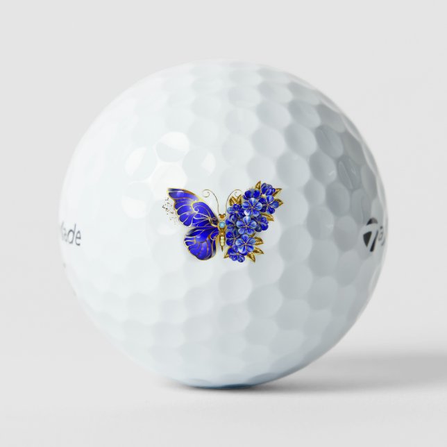 Flower Sapphire Butterfly Golf Balls (Front)