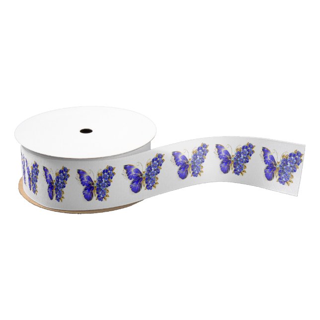 Flower Sapphire Butterfly Grosgrain Ribbon (Spool)