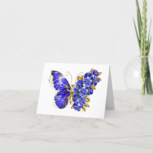 Flower Sapphire Butterfly Holiday Card