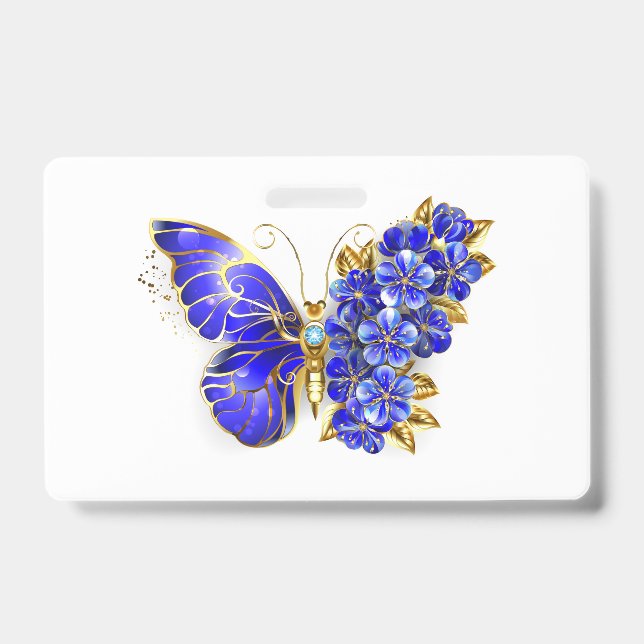 Flower Sapphire Butterfly ID Badge (Front)