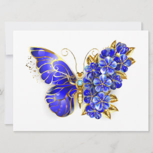 Flower Sapphire Butterfly Invitation