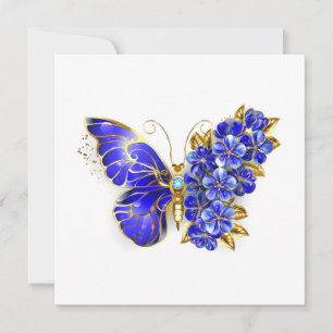 Flower Sapphire Butterfly Invitation