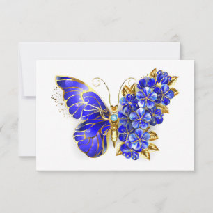 Flower Sapphire Butterfly Invitation