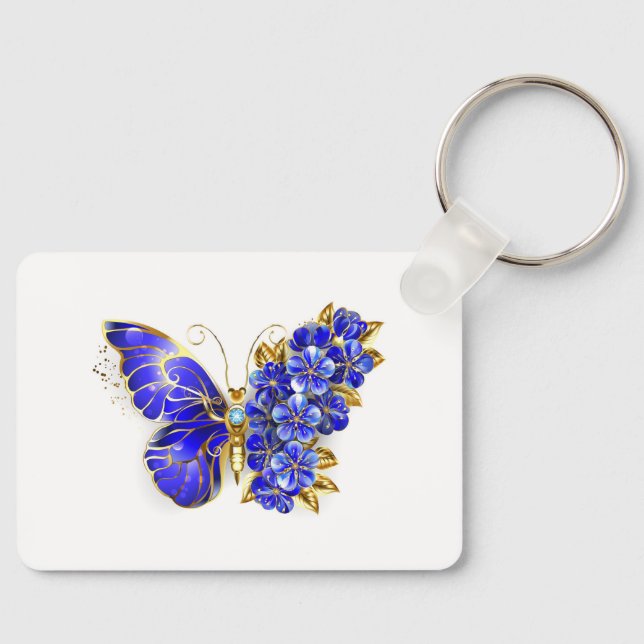 Flower Sapphire Butterfly Key Ring (Front)