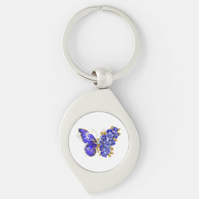 Flower Sapphire Butterfly Key Ring (Front)